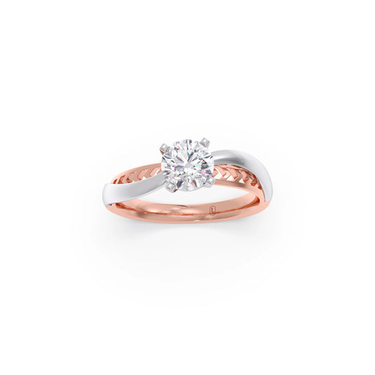 Twist Shank Solitaire Two Tone Engagement Ring