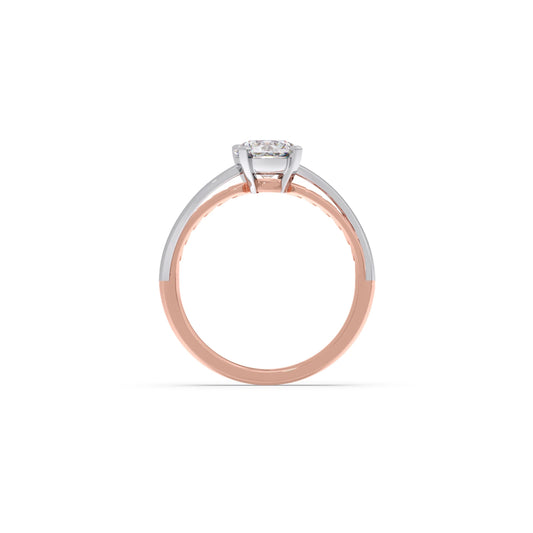 Twist Shank Solitaire Two Tone Engagement Ring