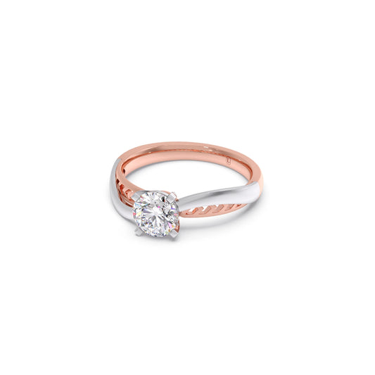 Twist Shank Solitaire Two Tone Engagement Ring