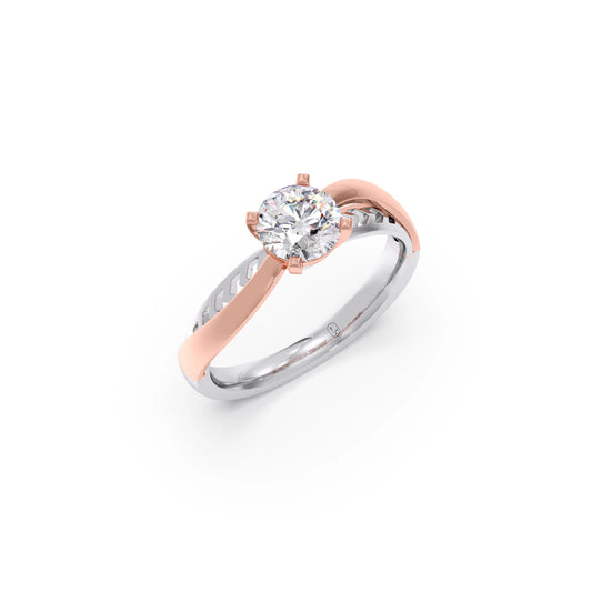 Twist Shank Solitaire Two Tone Engagement Ring