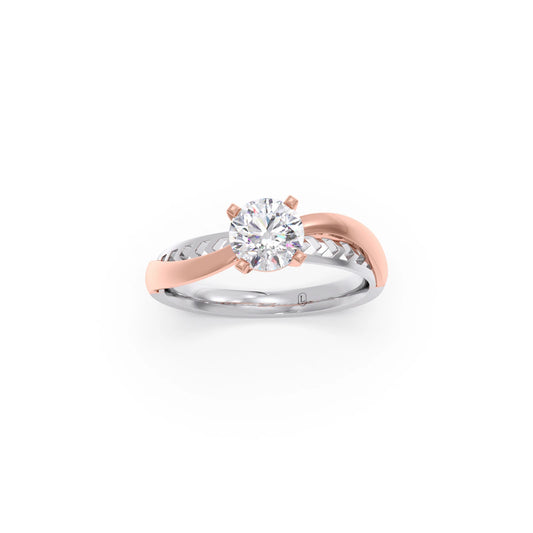 Twist Shank Solitaire Two Tone Engagement Ring