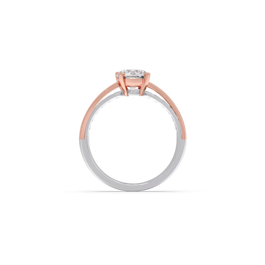 Twist Shank Solitaire Two Tone Engagement Ring
