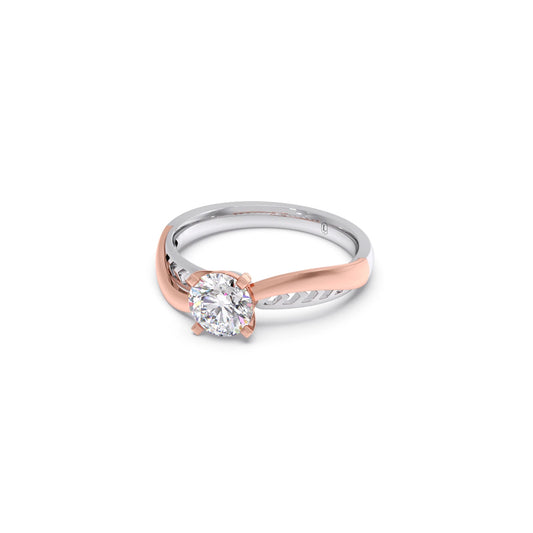 Twist Shank Solitaire Two Tone Engagement Ring