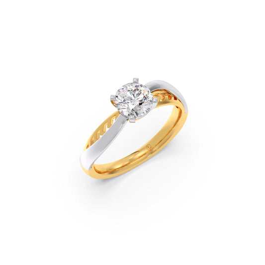 Twist Shank Solitaire Two Tone Engagement Ring