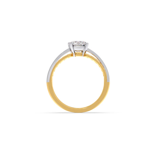 Twist Shank Solitaire Two Tone Engagement Ring