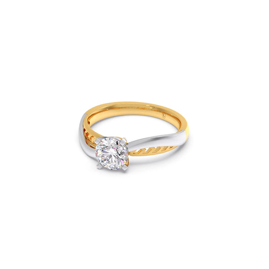 Twist Shank Solitaire Two Tone Engagement Ring