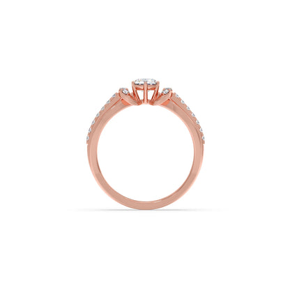 Round Solitaire with Diamond Accented Split Shank Ring