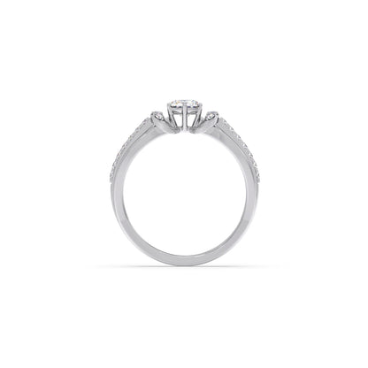 Round Solitaire with Diamond Accented Split Shank Ring