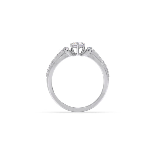 Round Solitaire with Diamond Accented Split Shank Ring