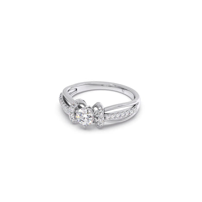 Round Solitaire with Diamond Accented Split Shank Ring
