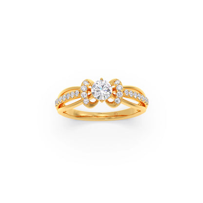 Round Solitaire with Diamond Accented Split Shank Ring