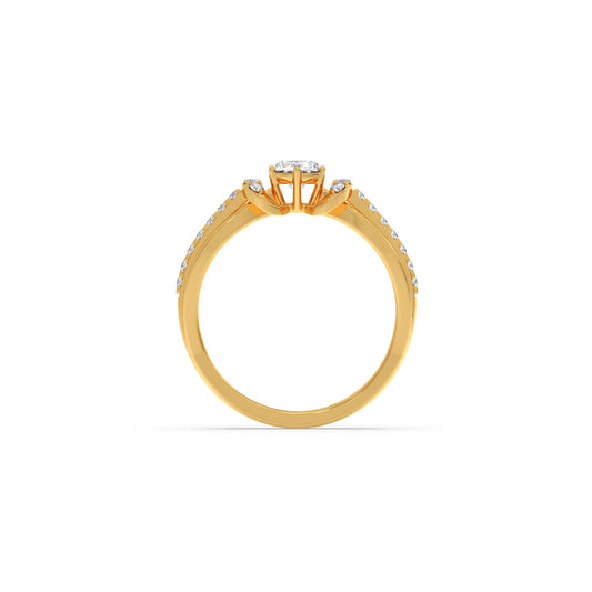 Round Solitaire with Diamond Accented Split Shank Ring