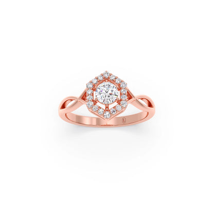Radiant Round Halo Diamond Engagement Ring