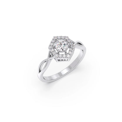 Radiant Round Halo Diamond Engagement Ring