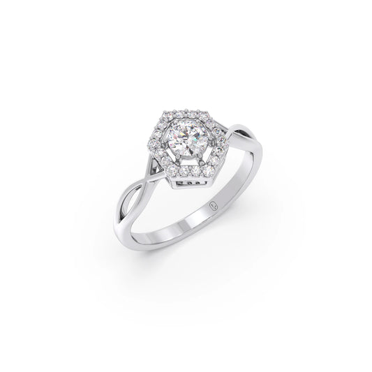 Radiant Round Halo Diamond Engagement Ring