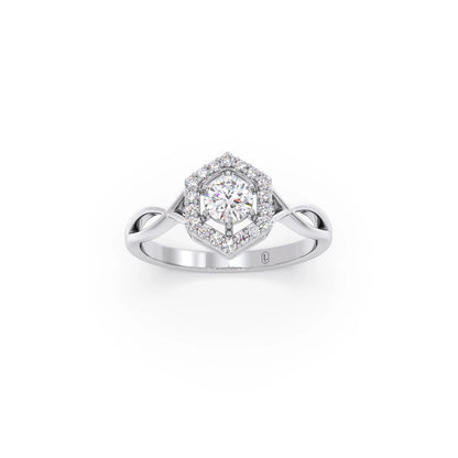 Radiant Round Halo Diamond Engagement Ring