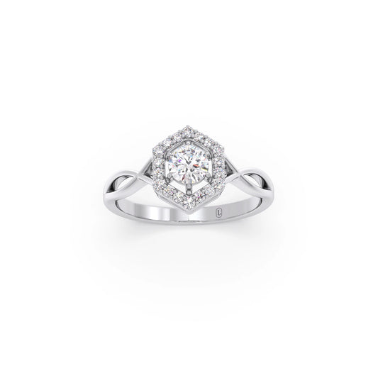 Radiant Round Halo Diamond Engagement Ring