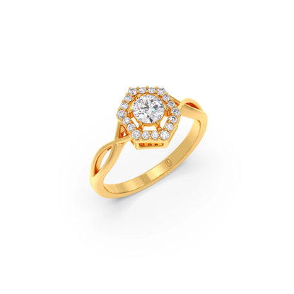 Radiant Round Halo Diamond Engagement Ring