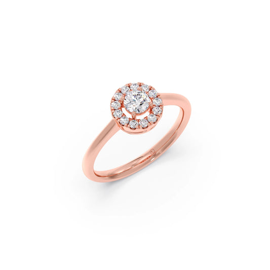 Round Halo Engagement Ring with Sleek Shank