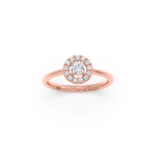 Round Halo Engagement Ring with Sleek Shank