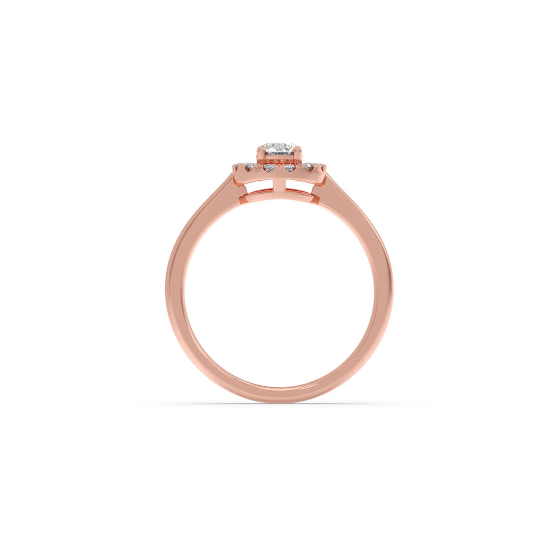 Round Halo Engagement Ring with Sleek Shank