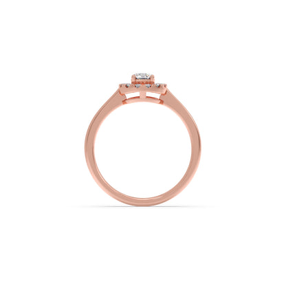 Round Halo Engagement Ring with Sleek Shank