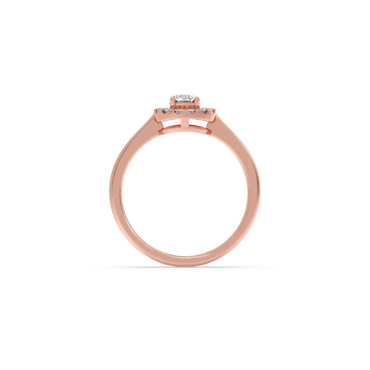 Round Halo Engagement Ring with Sleek Shank