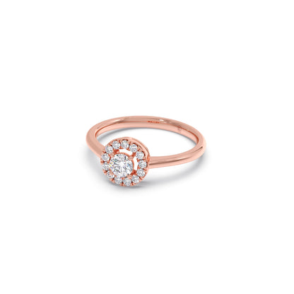 Round Halo Engagement Ring with Sleek Shank
