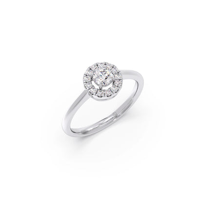 Round Halo Engagement Ring with Sleek Shank