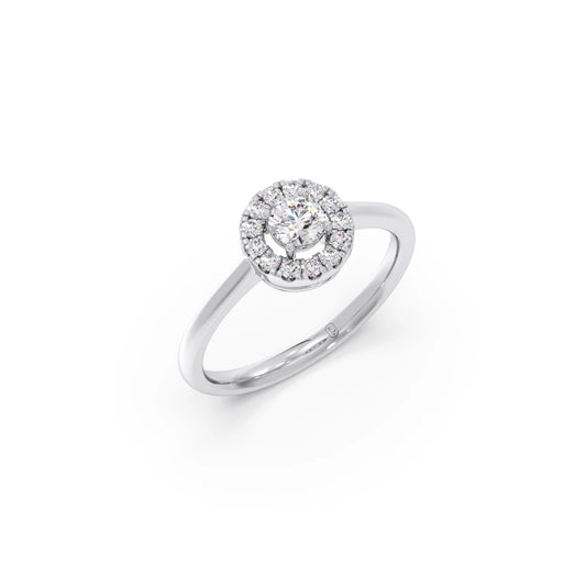 Round Halo Engagement Ring with Sleek Shank