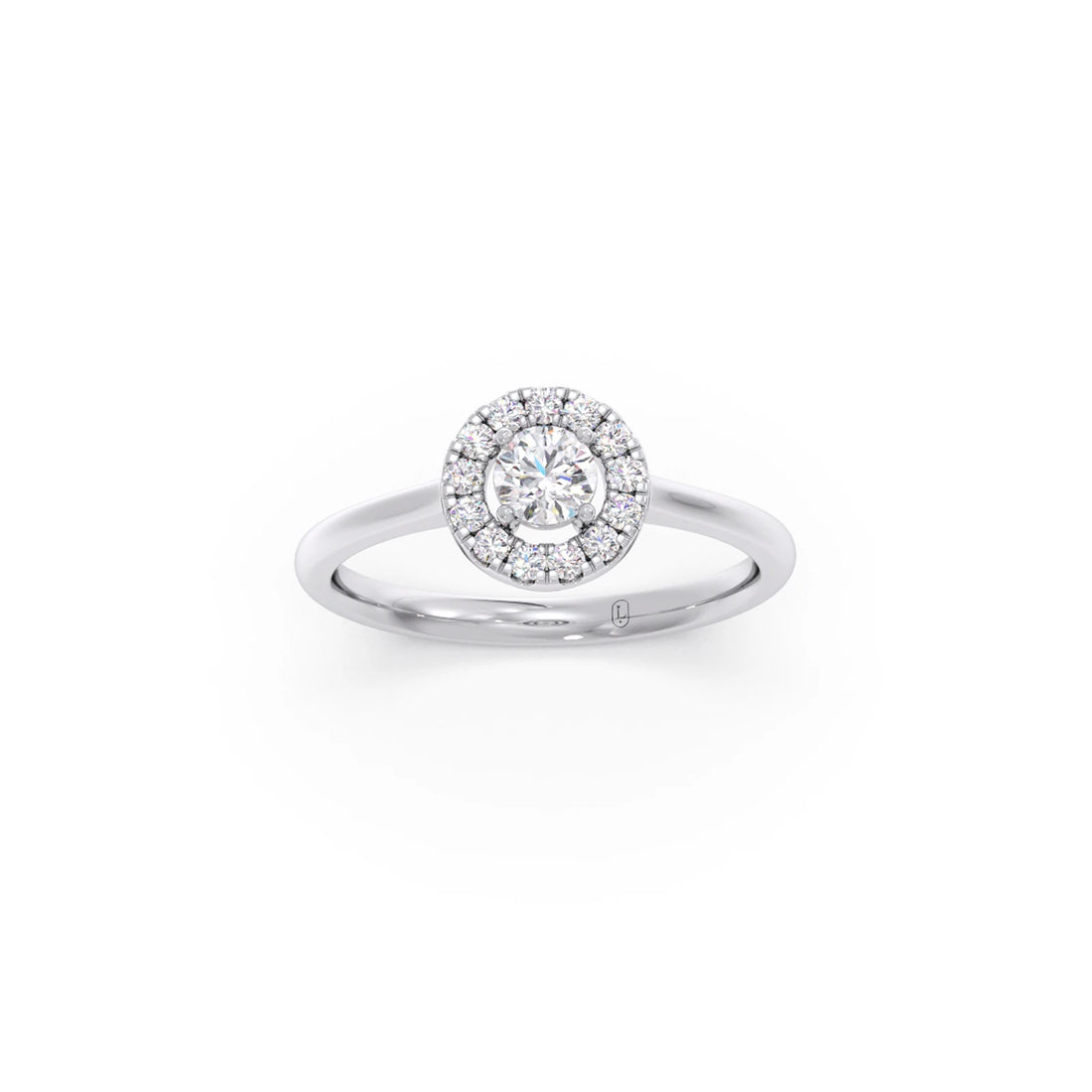 Round Halo Engagement Ring with Sleek Shank