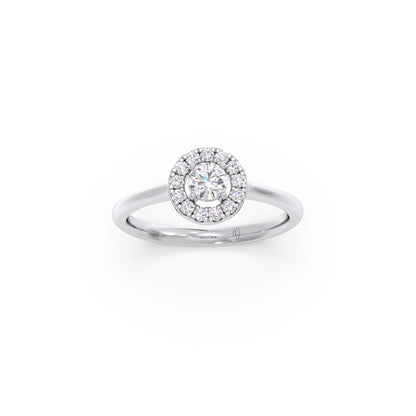 Round Halo Engagement Ring with Sleek Shank