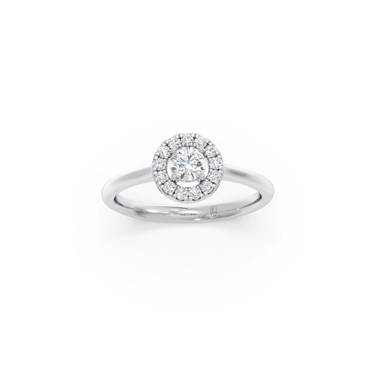 Round Halo Engagement Ring with Sleek Shank