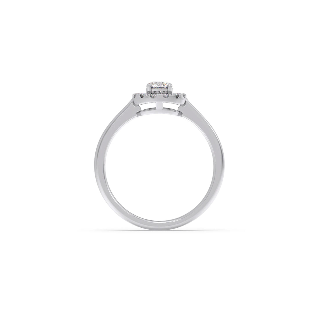 Round Halo Engagement Ring with Sleek Shank