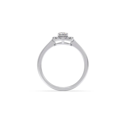 Round Halo Engagement Ring with Sleek Shank
