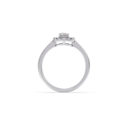 Round Halo Engagement Ring with Sleek Shank