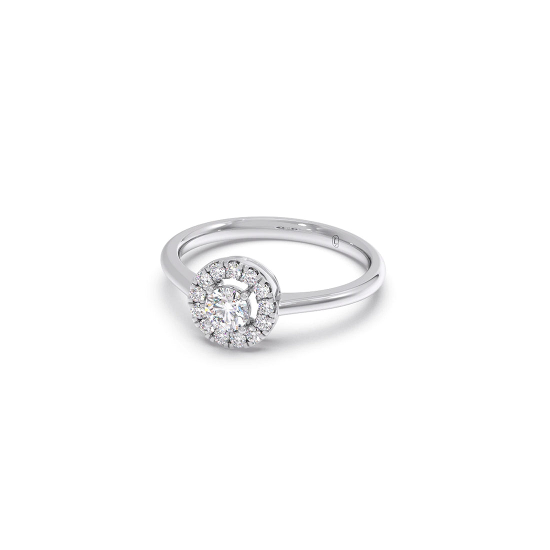 Round Halo Engagement Ring with Sleek Shank