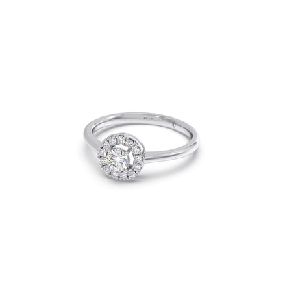 Round Halo Engagement Ring with Sleek Shank