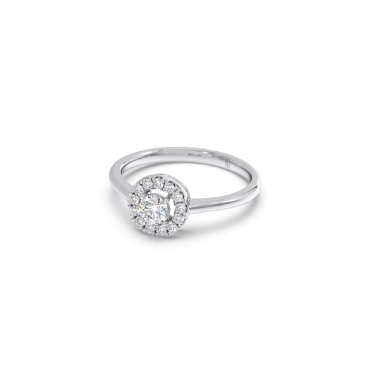 Round Halo Engagement Ring with Sleek Shank