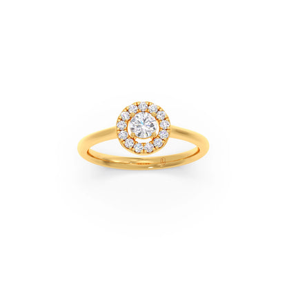 Round Halo Engagement Ring with Sleek Shank