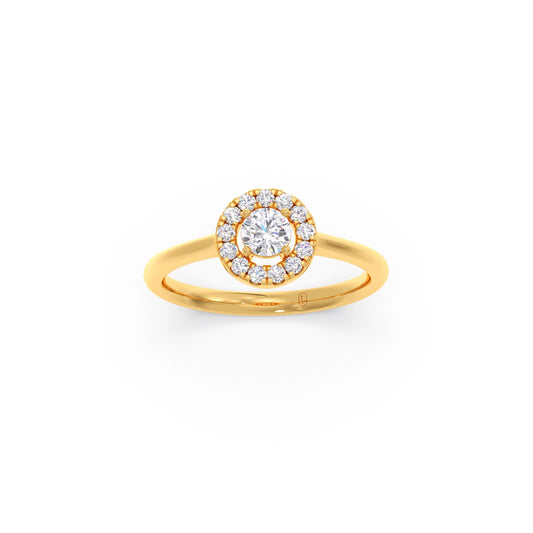 Round Halo Engagement Ring with Sleek Shank