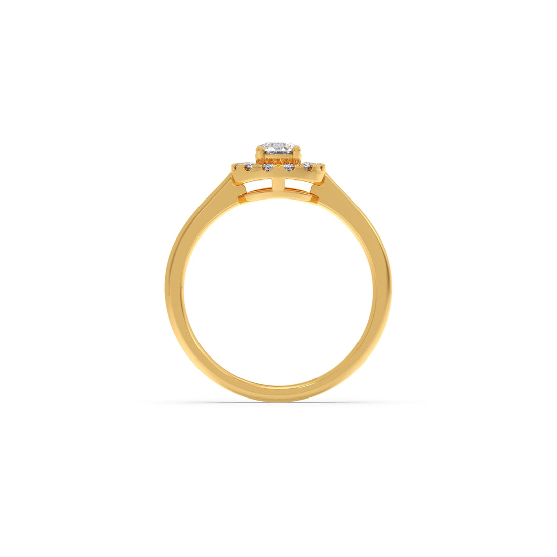 Round Halo Engagement Ring with Sleek Shank