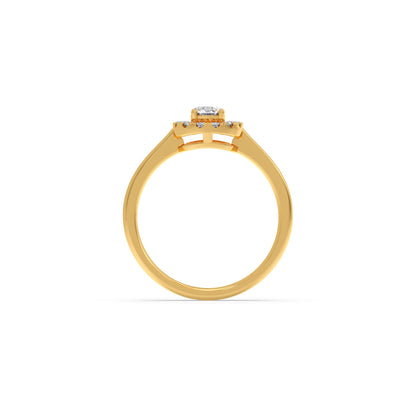 Round Halo Engagement Ring with Sleek Shank