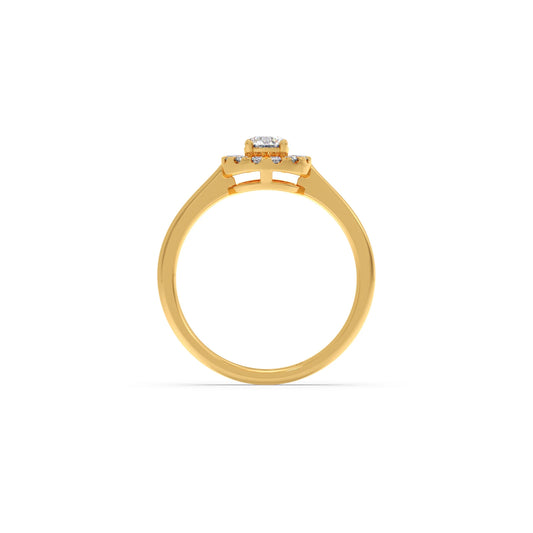 Round Halo Engagement Ring with Sleek Shank
