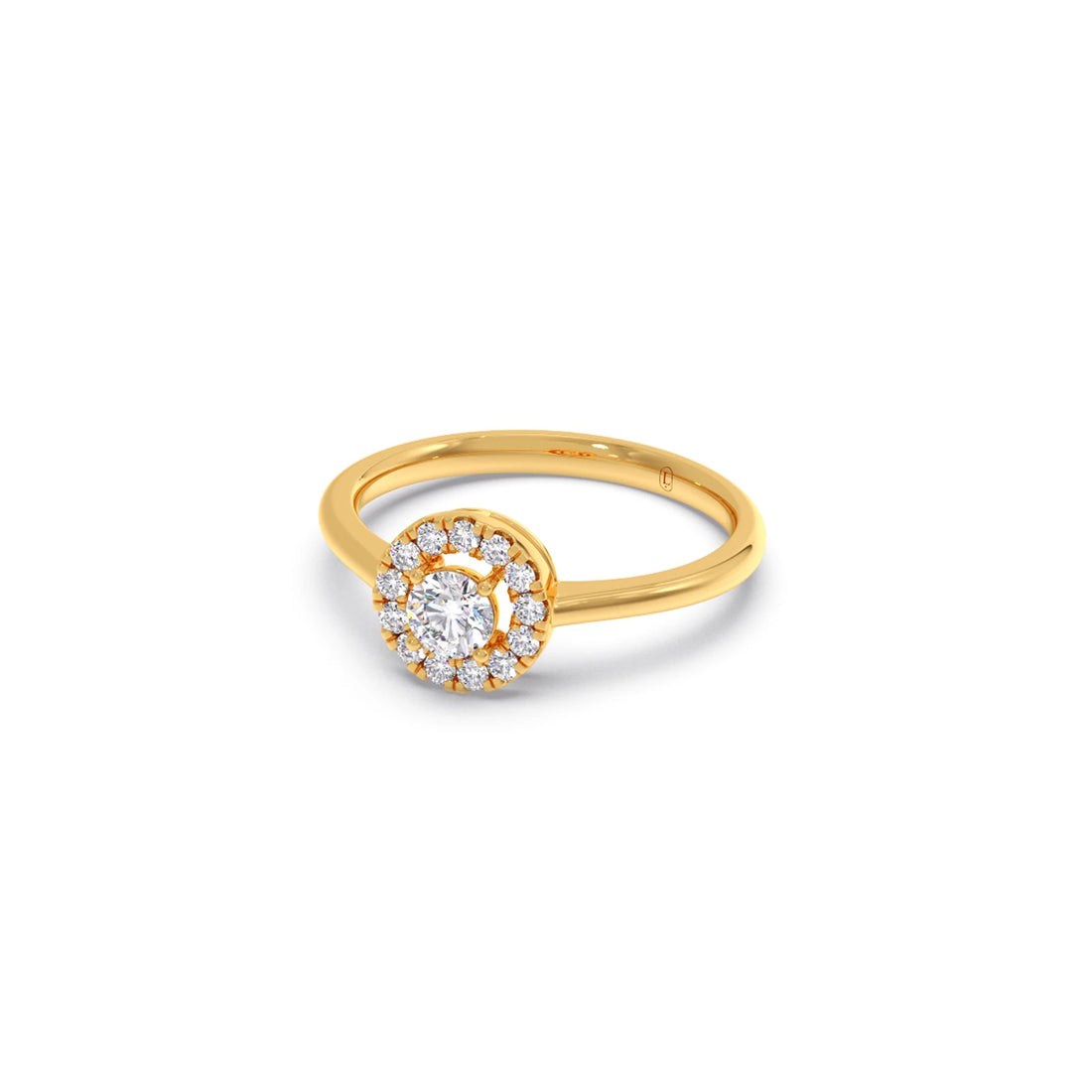 Round Halo Engagement Ring with Sleek Shank