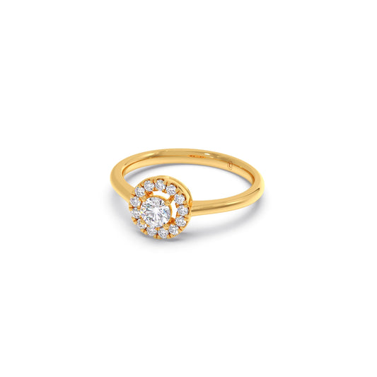 Round Halo Engagement Ring with Sleek Shank