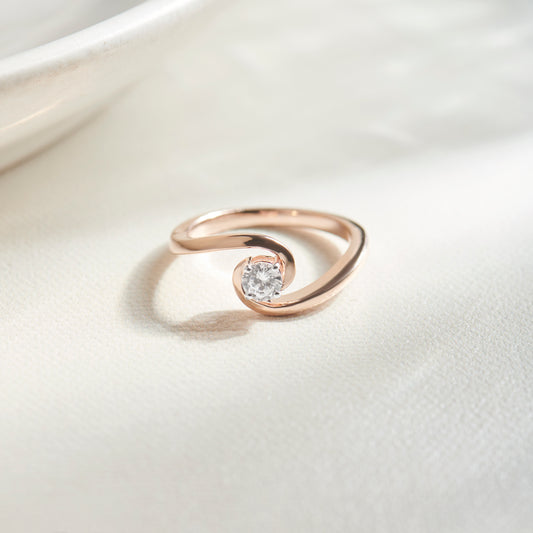 Modern Swirl Solitaire Ring
