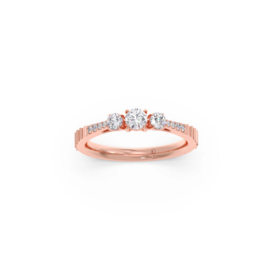 Trilogy Diamond Ring with Diamond Shoulders