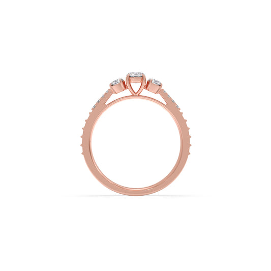 Trilogy Diamond Ring with Diamond Shoulders