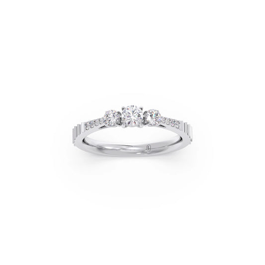 Trilogy Diamond Ring with Diamond Shoulders